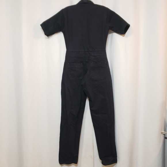 Nasty Gal Size 10 Black Short Sleeve Utility Jumpsuit 100% Cotton - Picture 3 of 9